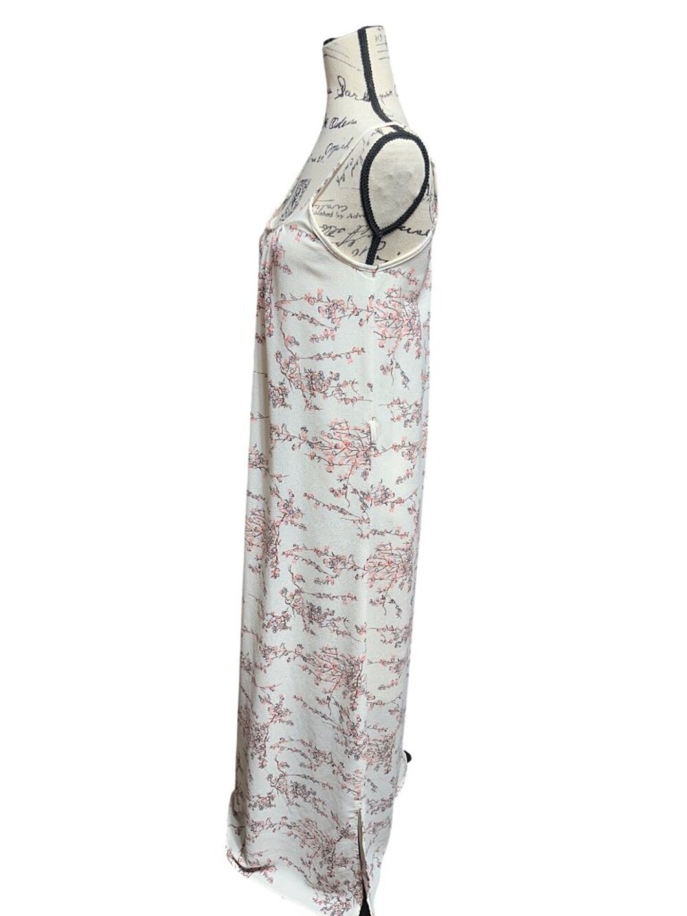 Floral Print Maxi Dress By Mik Ray Sleeveless Cream With Pink Blooms Size M - Picture 3 of 6